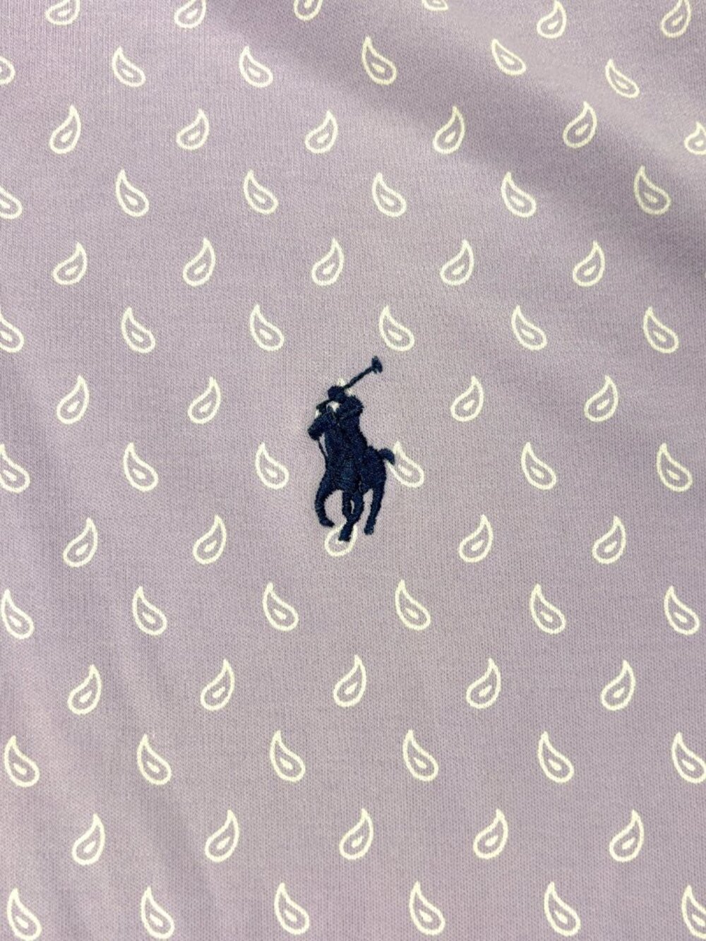 Polo Ralph Lauren Mens Short Sleeve Polo Golf Shirt Lavender Purple Sz L Paisley - Picture 2 of 6